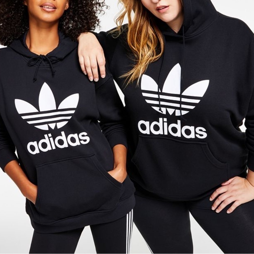 Adidas Trefoil Logo Black & White Woman’s Hoodie Size S - Picture 11 of 11